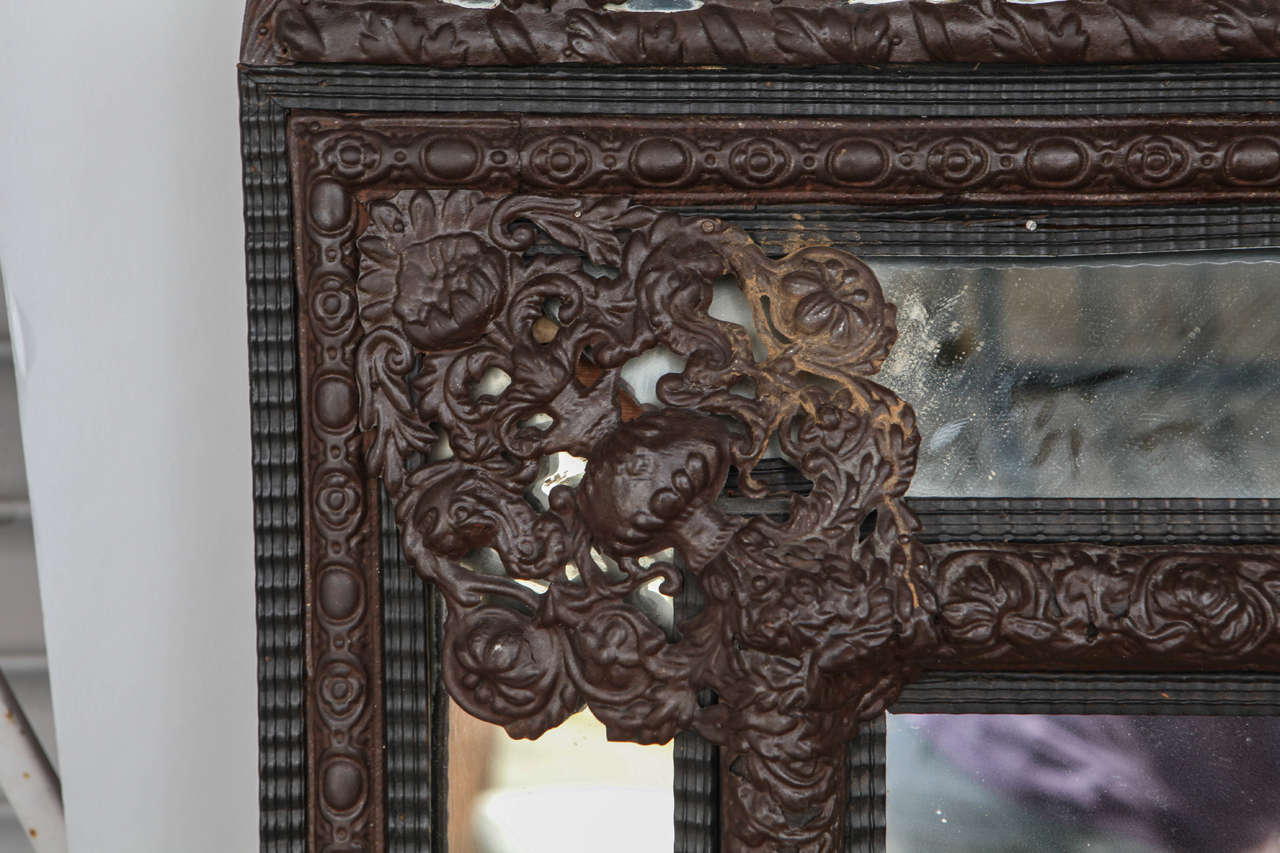Ebony 19th Century Dutch Metal and Wood Mirror
