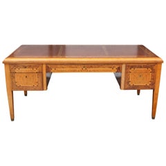 1940s French Deco Desk with Bird's-Eye Maple and Burled Walnut