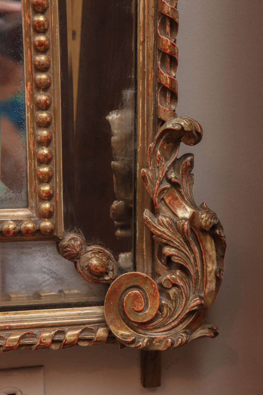 19th Century French Double Framed Giltwood Mirror with Cherub on Crown In Good Condition For Sale In Los Angeles, CA