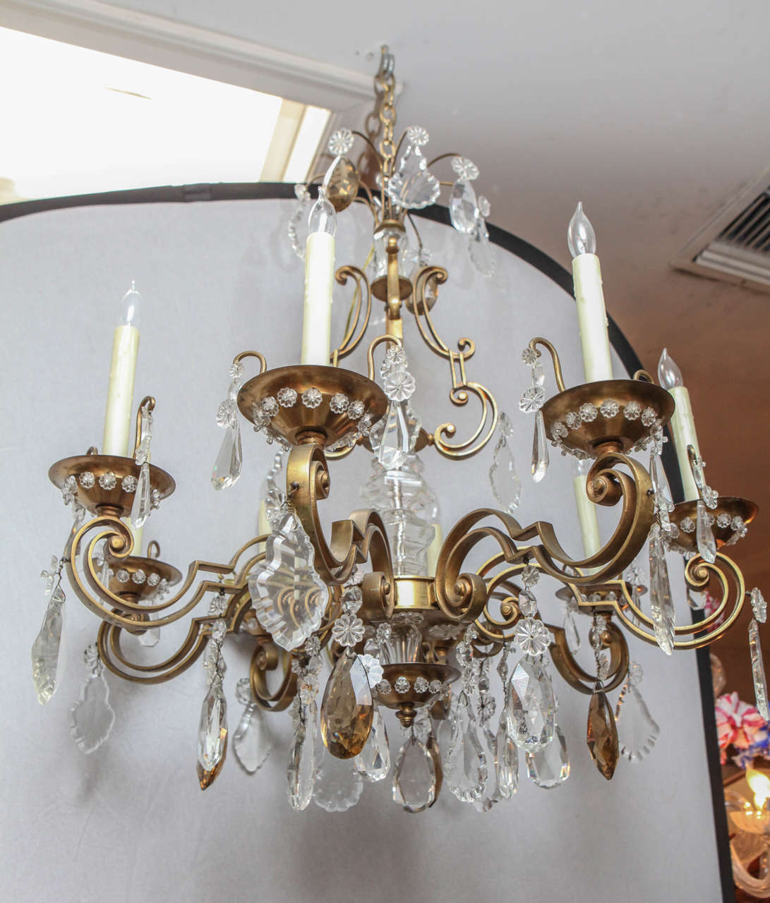 1900's French Bronze Bagues 8 light Chandelier.  Newly wired.