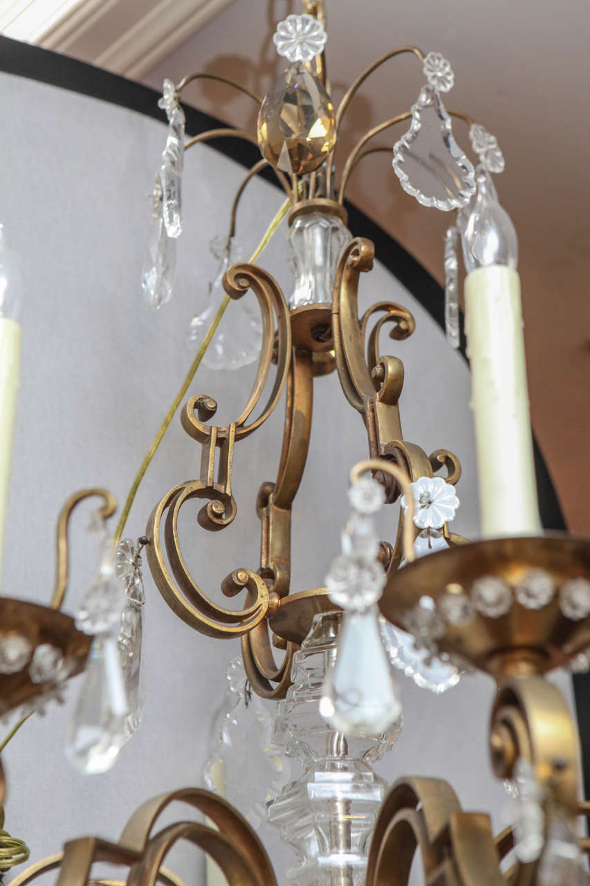Early 20th Century 1900s French Bronze Bagues Chandelier For Sale