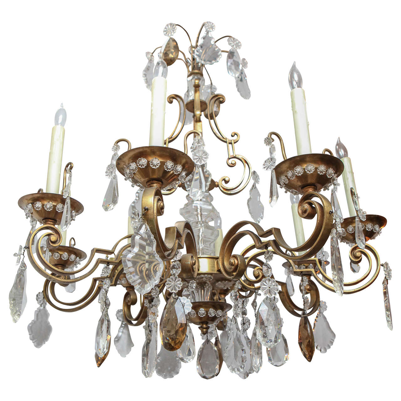 1900s French Bronze Bagues Chandelier For Sale