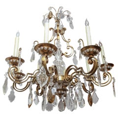 Antique 1900s French Bronze Bagues Chandelier