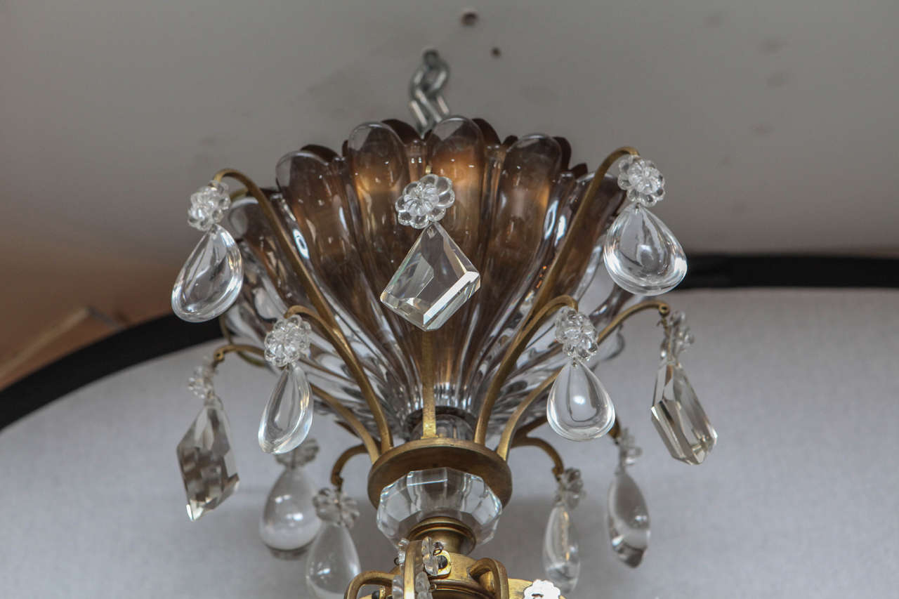 Lampadario francese del 1900 in bronzo e cristallo Bagues Dore in vendita 1