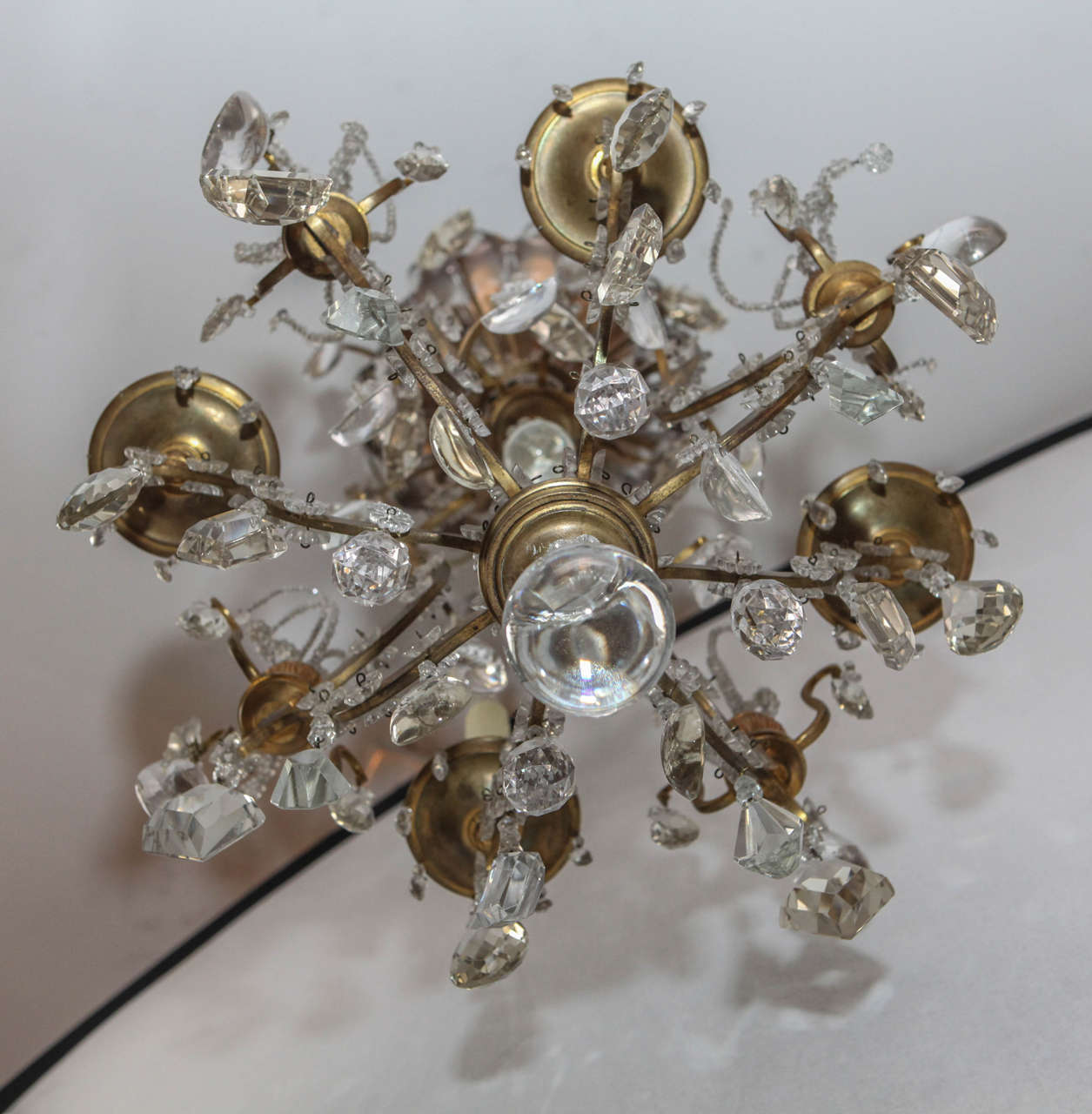 1900s French Bagues Dore Bronze and Crystal Chandelier For Sale 5