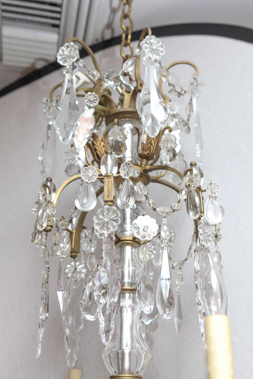 19th Century French Bronze and Crystal Chandelier For Sale 1
