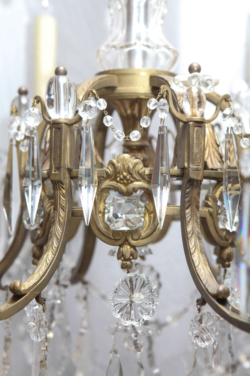 19th Century French Bronze and Crystal Chandelier For Sale 4