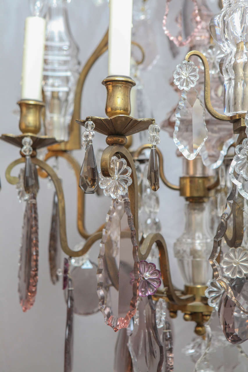 Amethyst 19th Century French Dore Bronze and Crystal Baccarat Chandelier For Sale