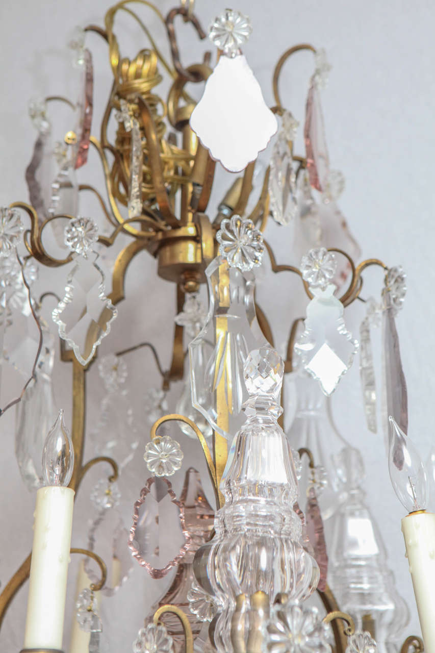19th Century French Dore Bronze and Crystal Baccarat Chandelier For Sale 2
