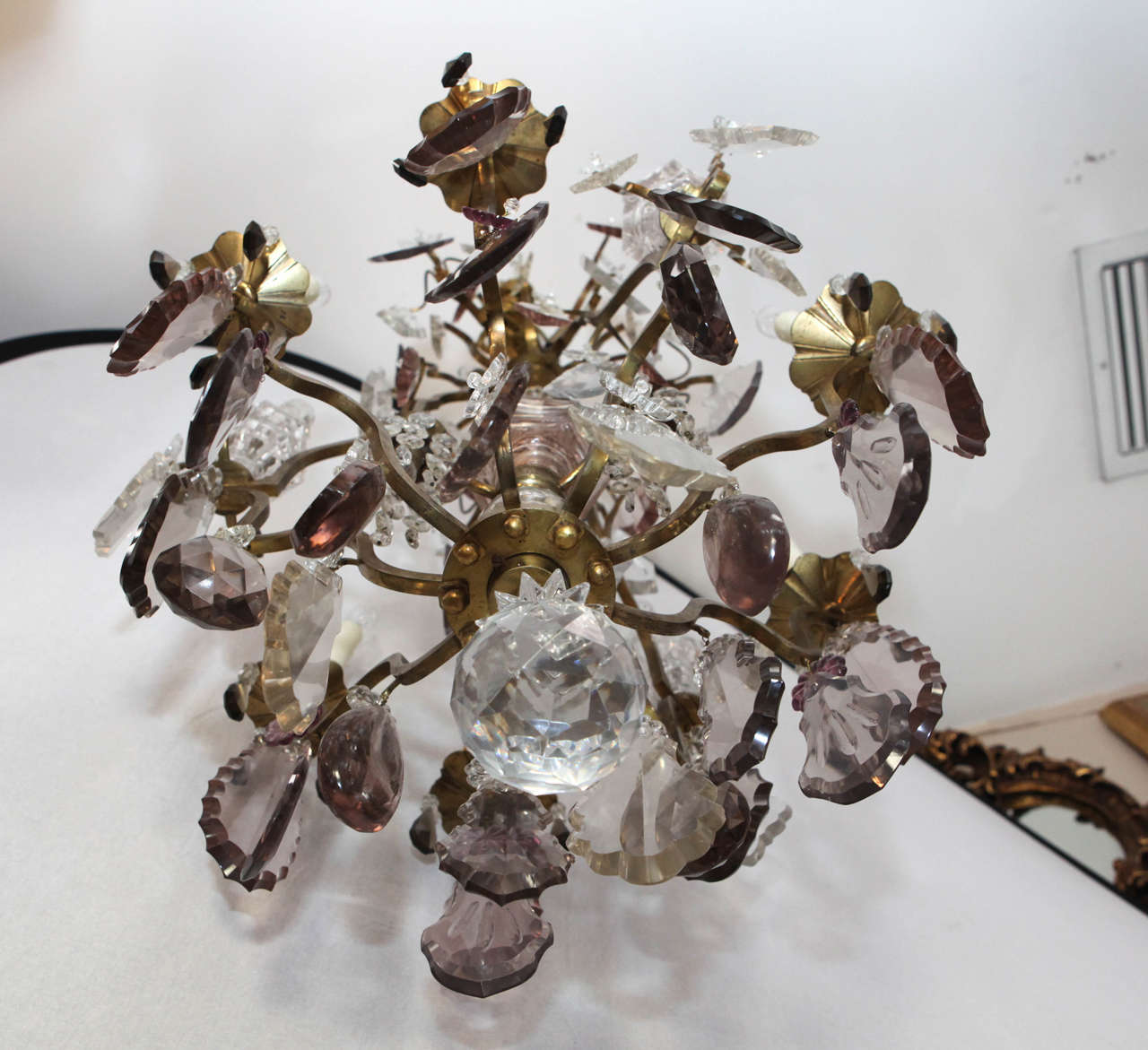 19th Century French Dore Bronze and Crystal Baccarat Chandelier For Sale 5