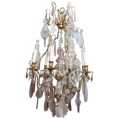 Antique 19th Century French Dore Bronze and Crystal Baccarat Chandelier