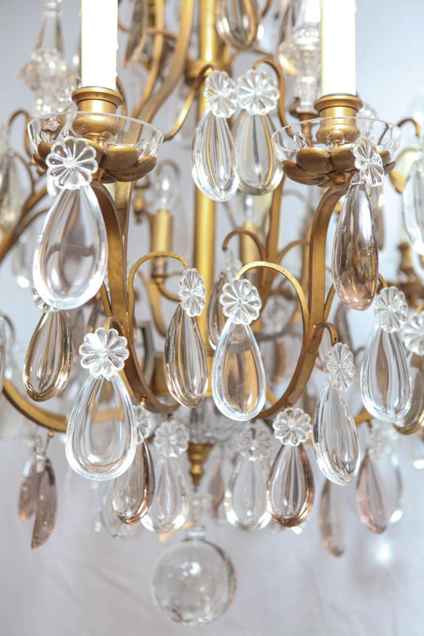 19th Century French Dore Bronze Crystal Chandelier In Excellent Condition For Sale In Los Angeles, CA
