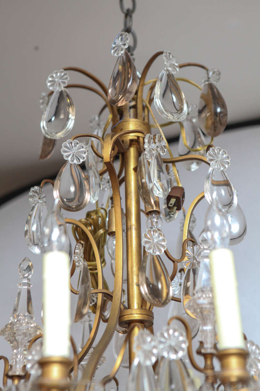 19th Century French Dore Bronze Crystal Chandelier For Sale 4