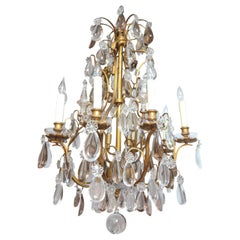 Antique 19th Century French Dore Bronze Crystal Chandelier