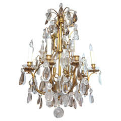 19th Century French Dore Bronze Crystal Chandelier