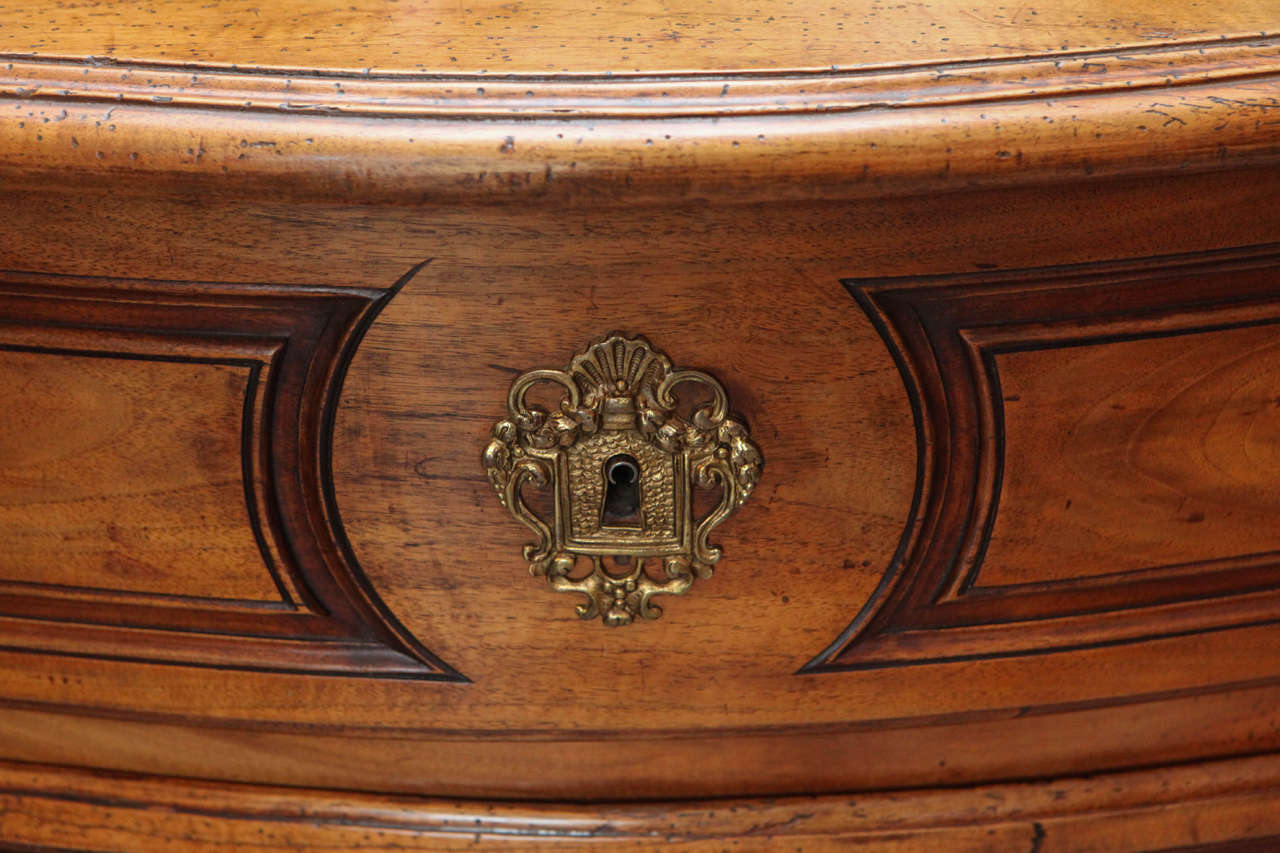 Brass 18th Century French Walnut Serpentine Commode For Sale