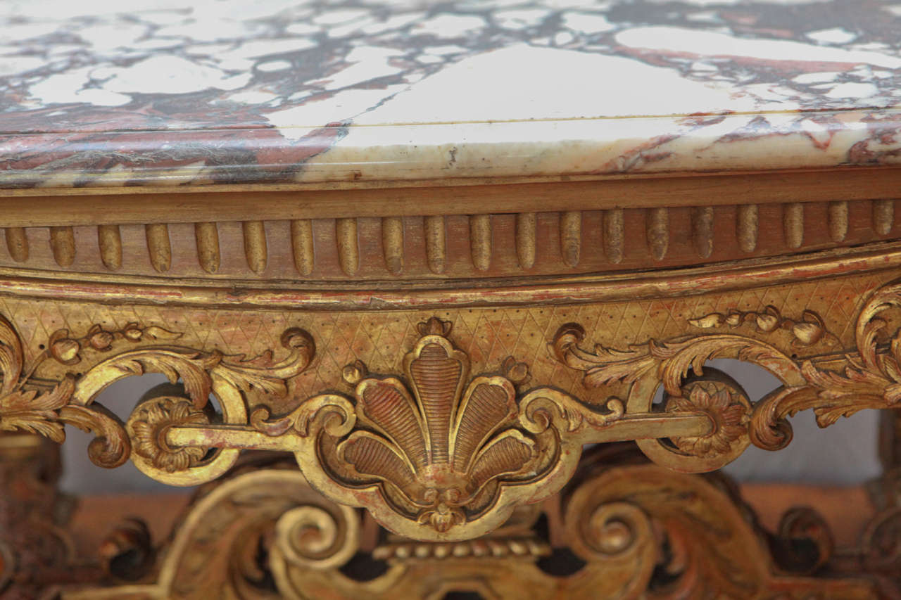 Hand-Carved 19th Century French Giltwood Side/Coffee Table For Sale