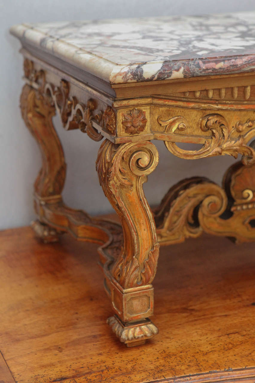 Marble 19th Century French Giltwood Side/Coffee Table For Sale