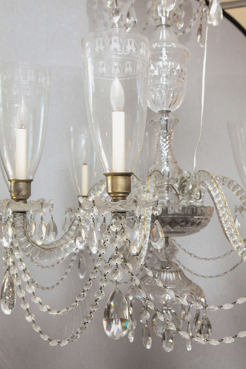 Regency 1900s Irish Cut Crystal Chendelier For Sale