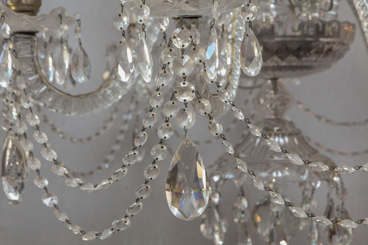 1900s Irish Cut Crystal Chendelier For Sale 2
