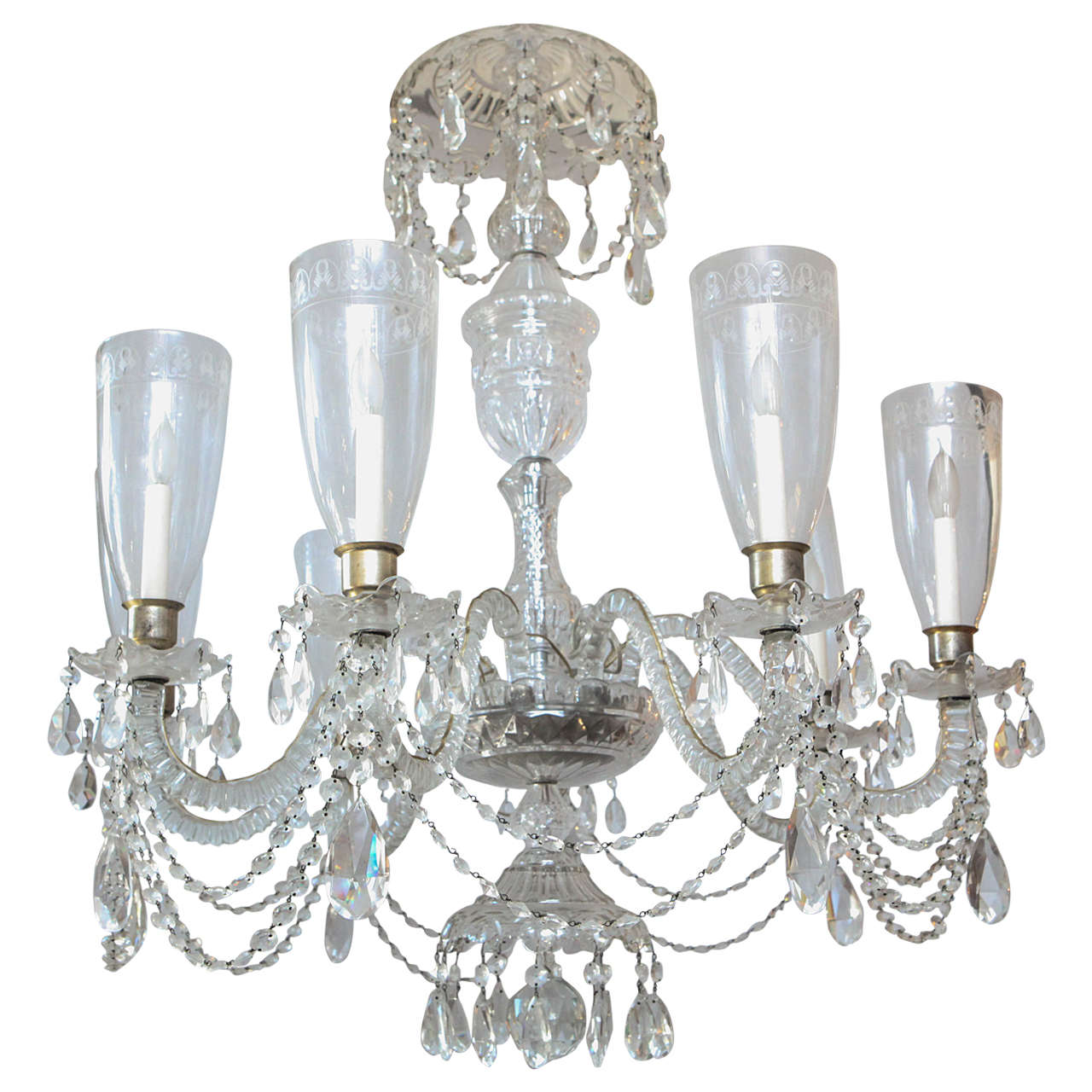 1900s Irish Cut Crystal Chendelier For Sale