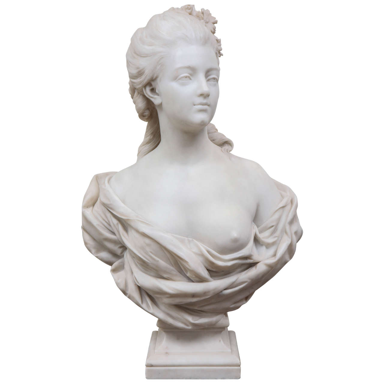 19th Century French Marble Bust of a Noblewoman