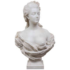 19th Century French Marble Bust of a Noblewoman 4