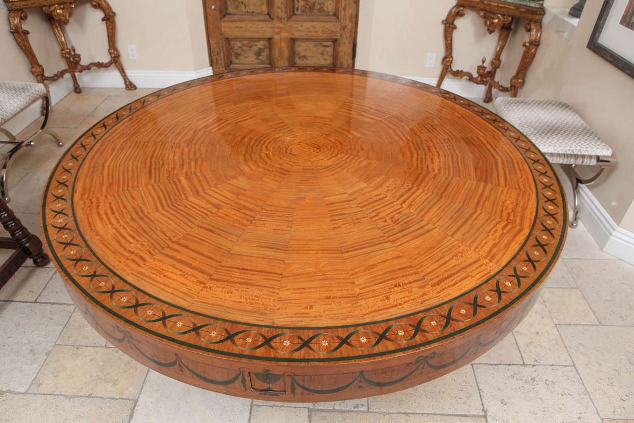 American 19th Century Edward Caldwell Round Satinwood Dining Table For Sale