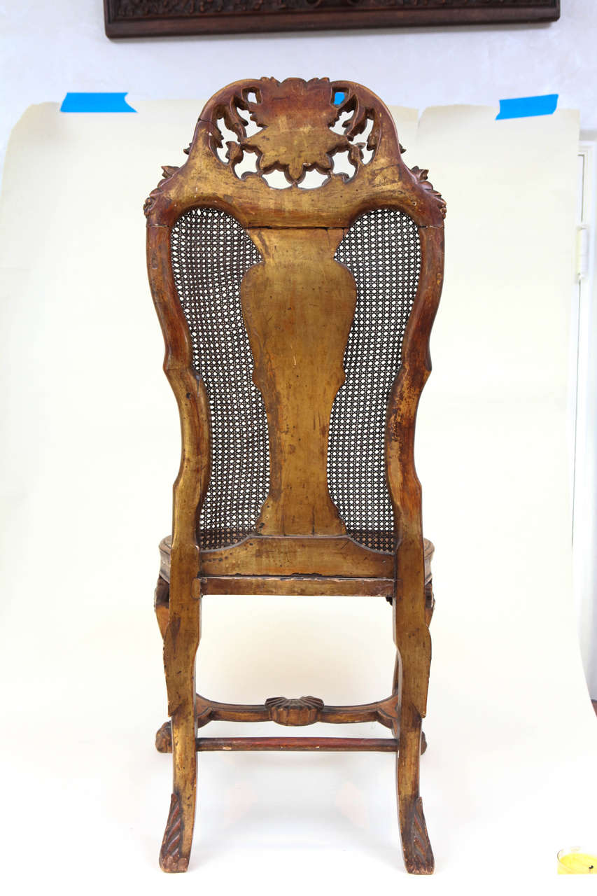 Single 19th Century English Carved Giltwood Queen Anne Style Side Chair 4