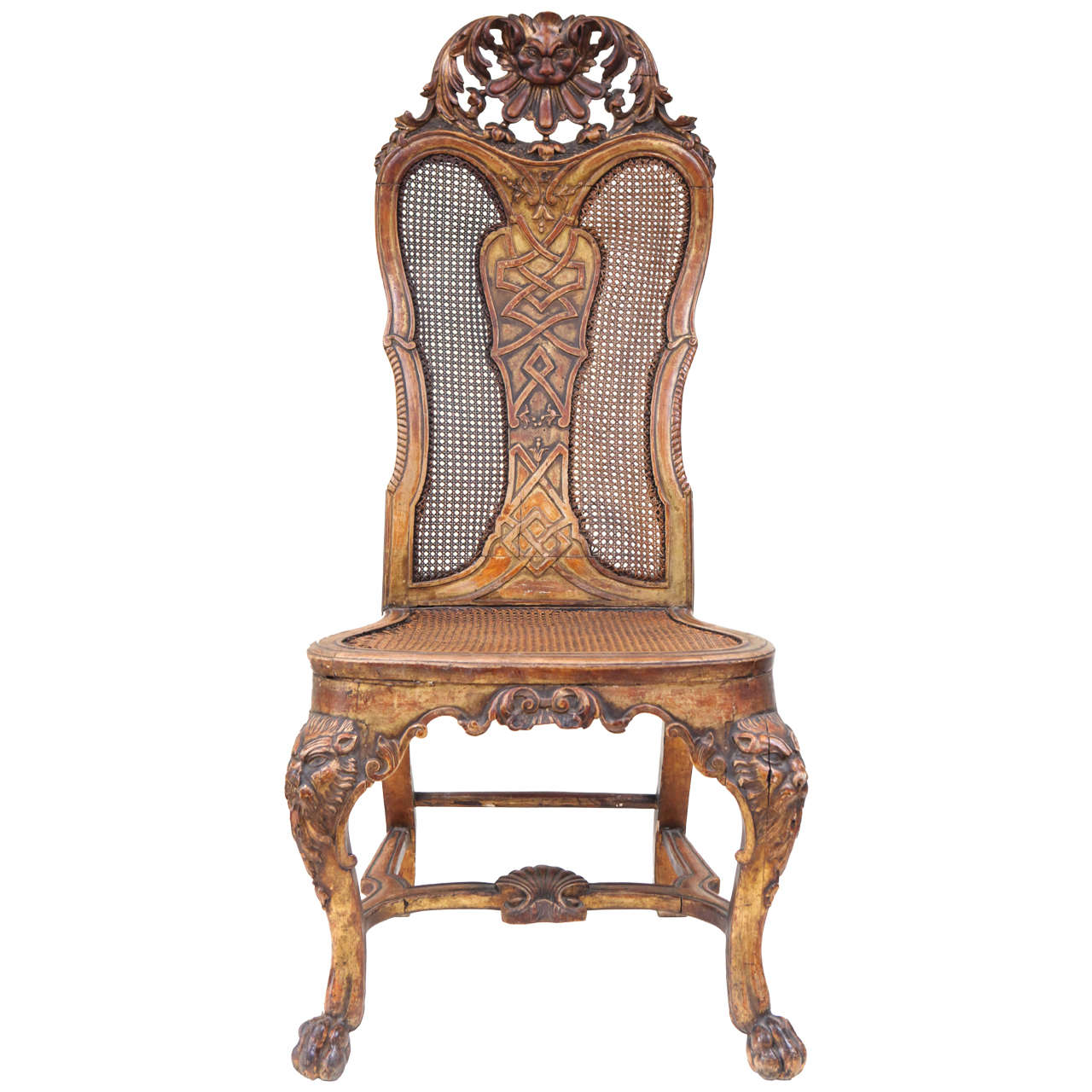 Single 19th Century English Carved Giltwood Queen Anne Style Side Chair