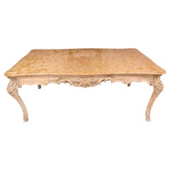 19th Century French Louis XIV Style Center Table with Siena Marble Top