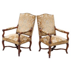 Antique Pair of 19th Century French Walnut Armchairs