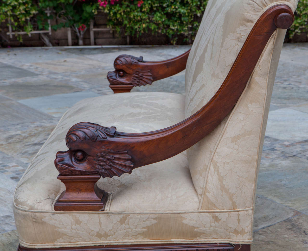 19th Century American Mahogany Settee with Dolphin Arms 2