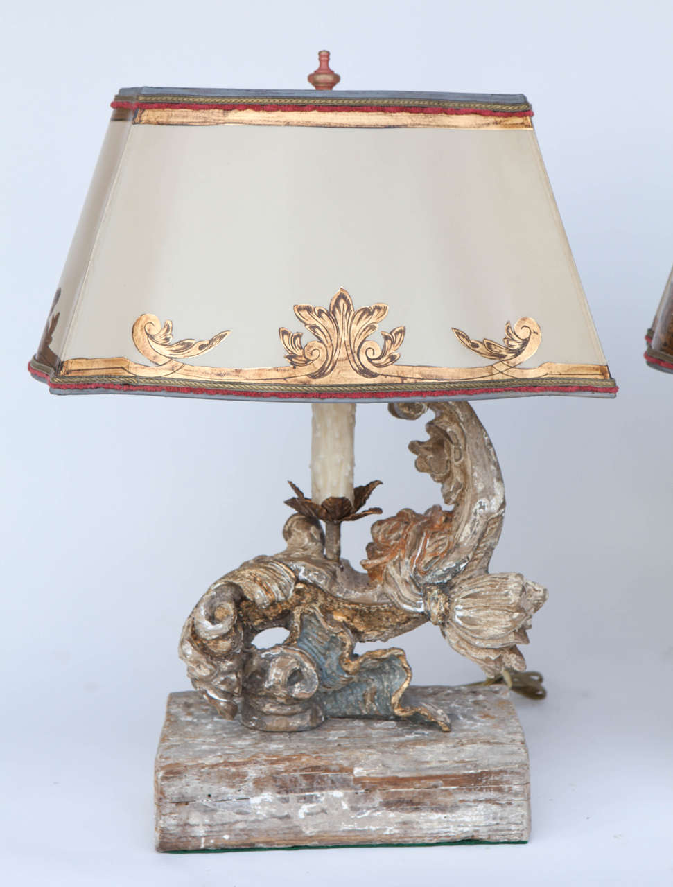 19th Century Pair of Italian Antique Wood Fragment Lamps at 1stDibs