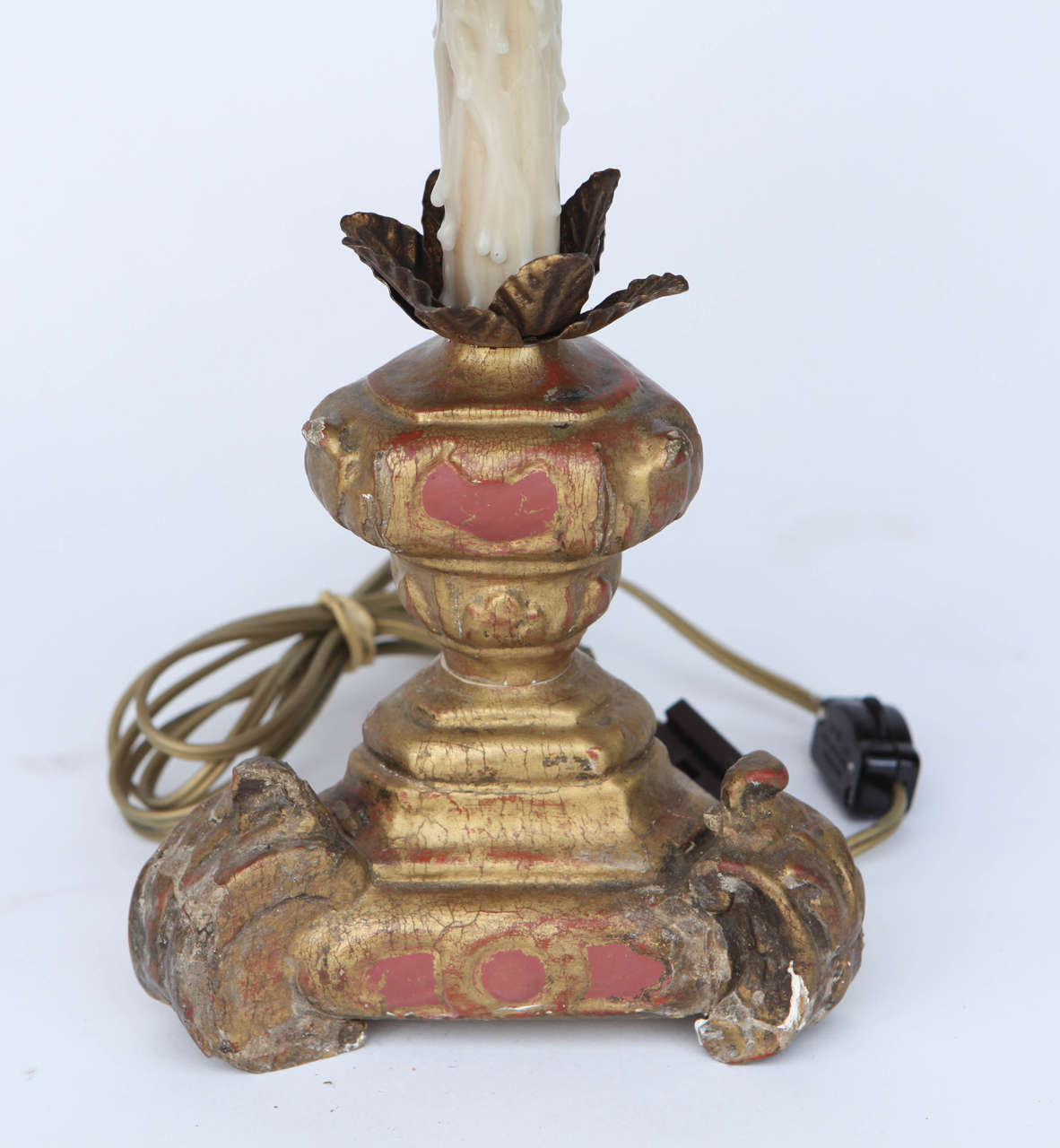 Pair of 19th Century Italian Giltwood and Painted Candle Lamps For Sale ...