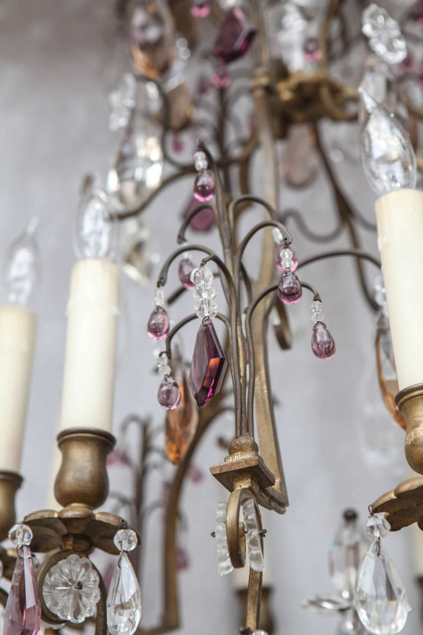19th Century French Louis XV Style Bronze Chandelier with Crystal and