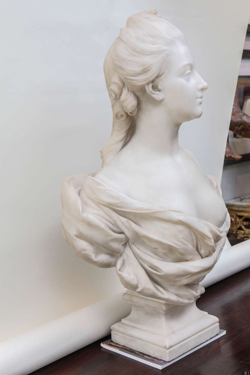 19th Century French Marble Bust of a Noblewoman at 1stDibs