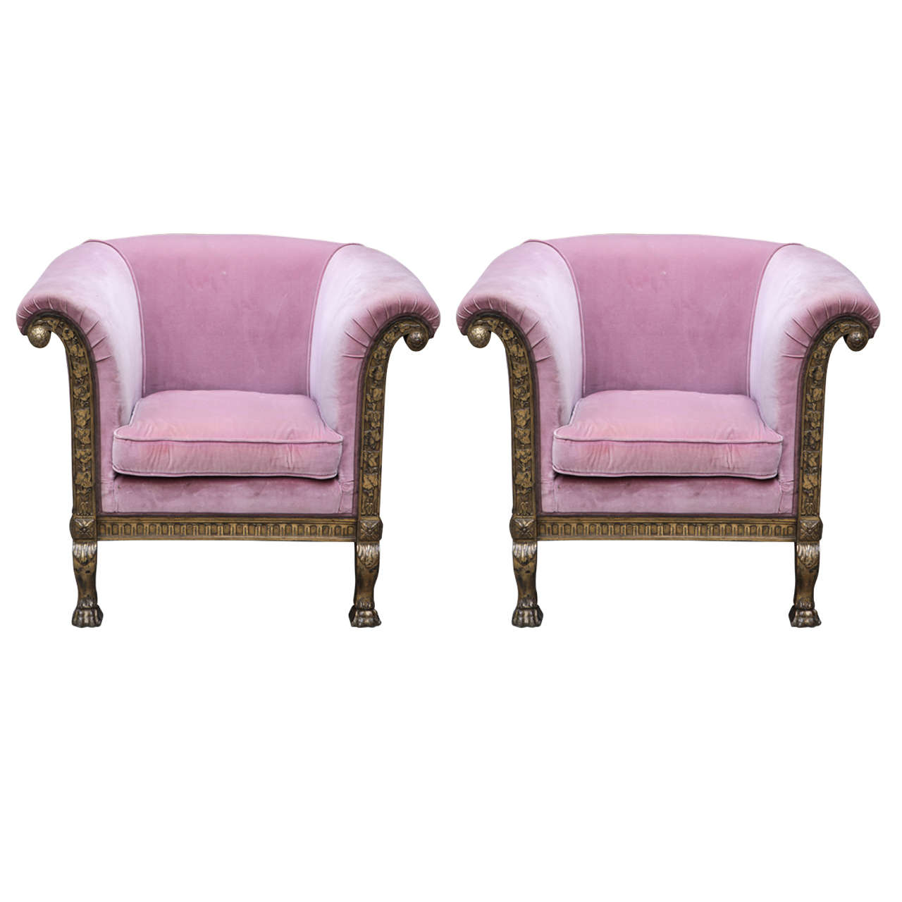 Pair of Late 19th Century English Giltwood Club Chairs at 1stDibs