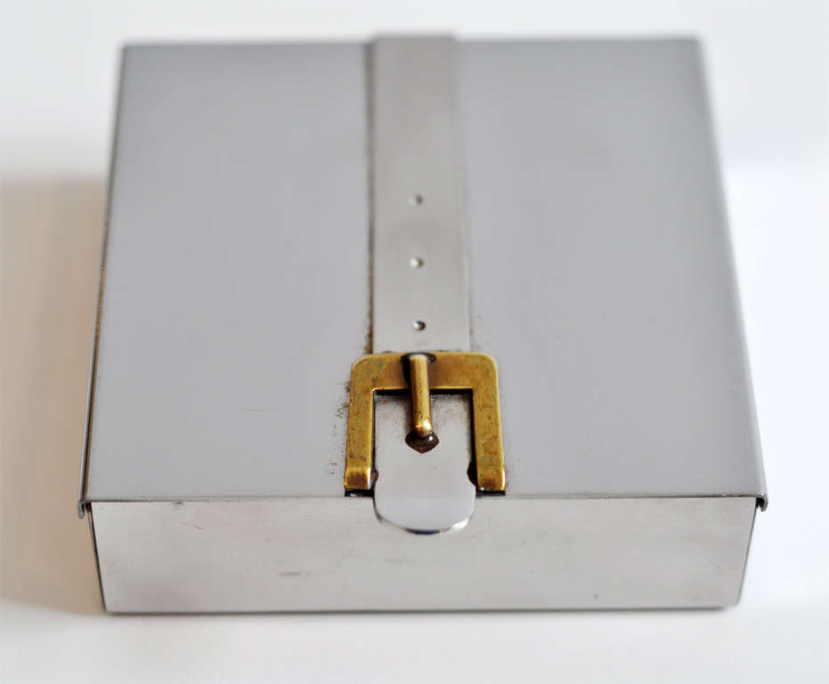 Very chic, square hinged box, reminiscent of the style of Maria Pergay.