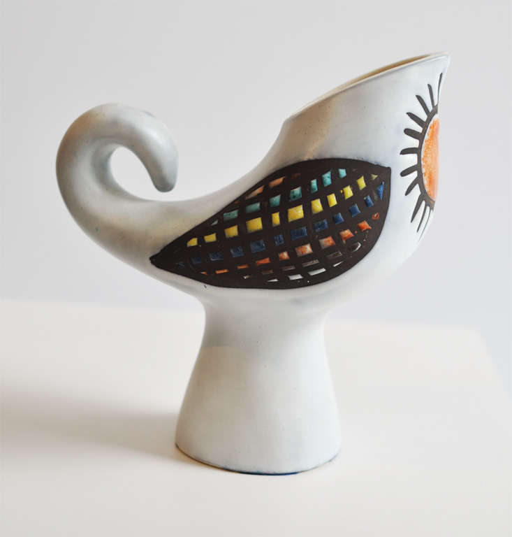 Roger Capron Ceramic Bird Vase In Good Condition In Winnetka, IL