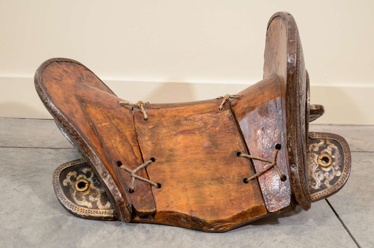 Engraved Tibetan Horse Saddle, c.1920 In Excellent Condition In New York, NY