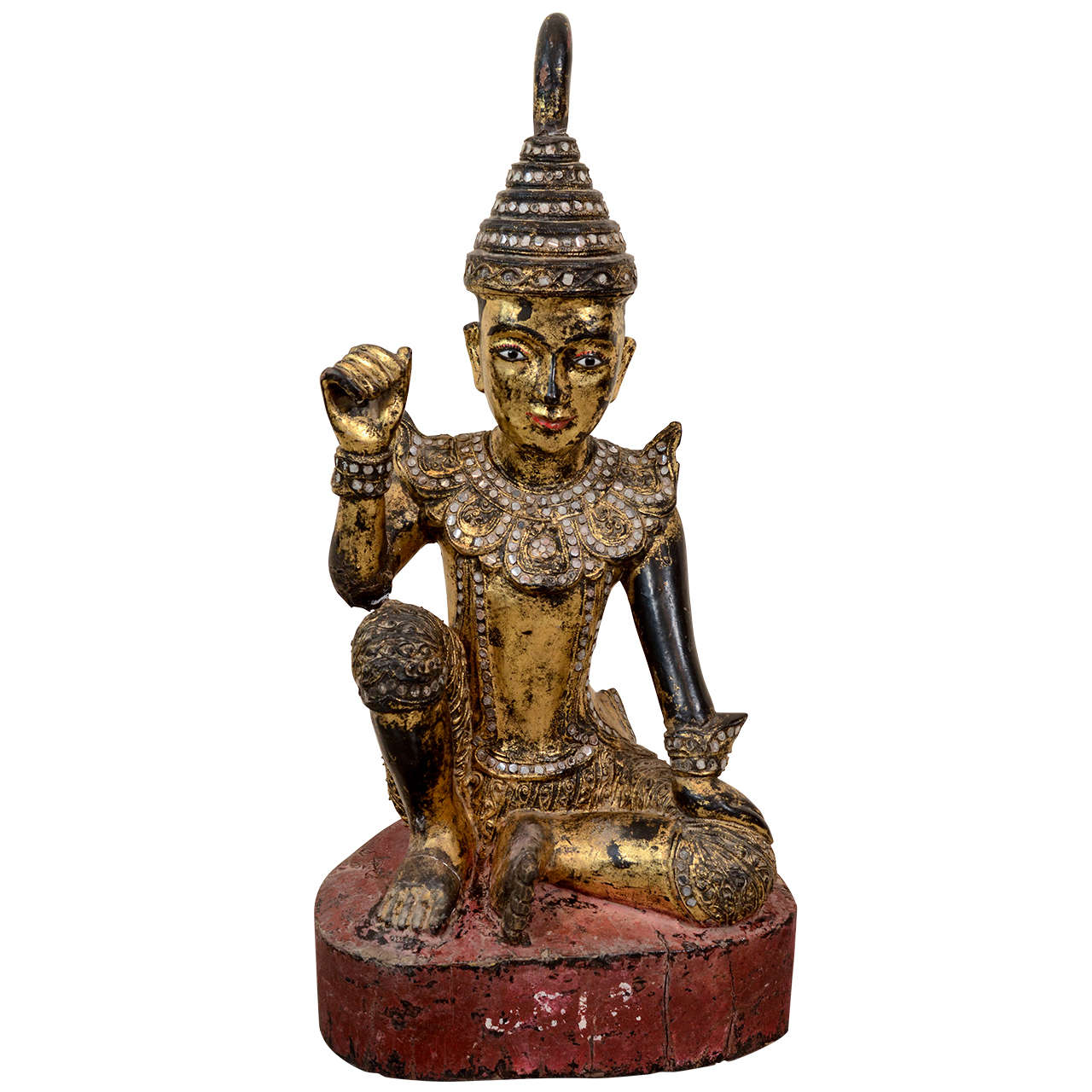 Gilded Seated Temple Carving For Sale