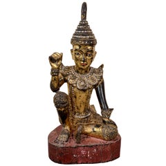 Antique Gilded Seated Temple Carving