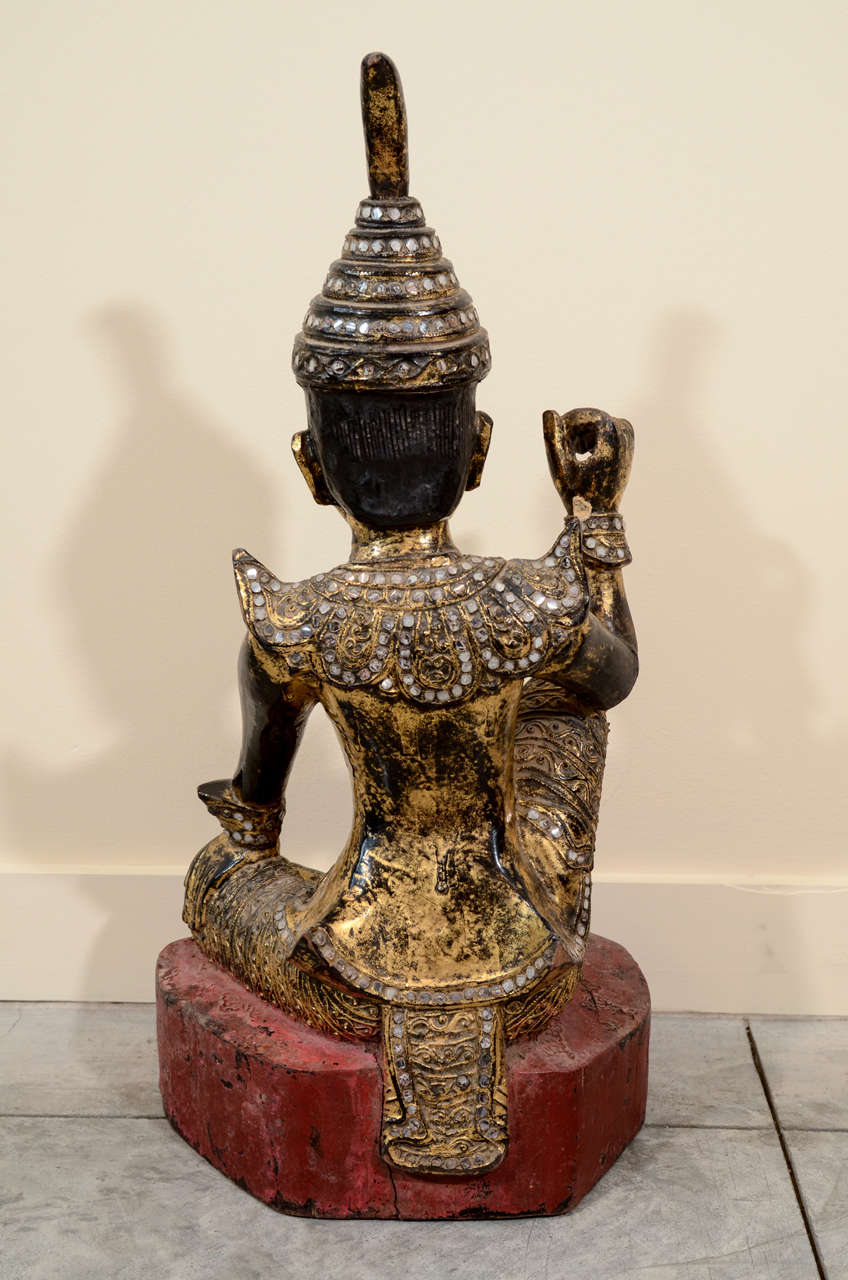 Gilded Seated Temple Carving For Sale 1