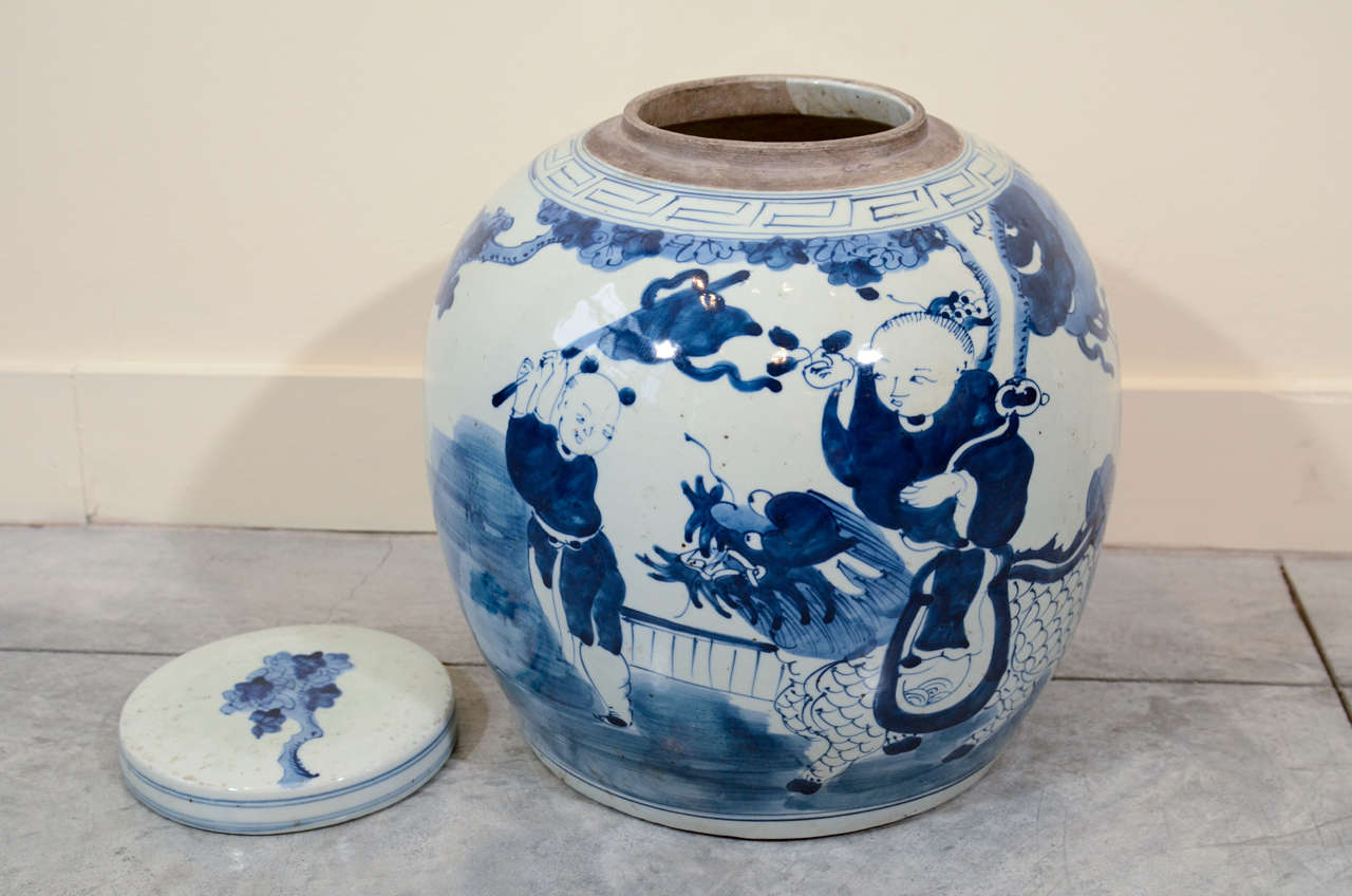 Large Porcelain Covered Jar at 1stDibs