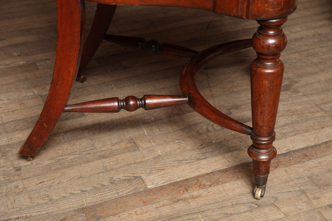 19th Century Large Mahogany Desk Chair w/ Saddle Seat