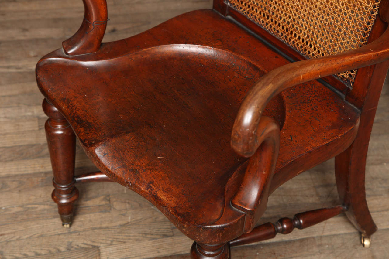 Large Mahogany Desk Chair w/ Saddle Seat 4