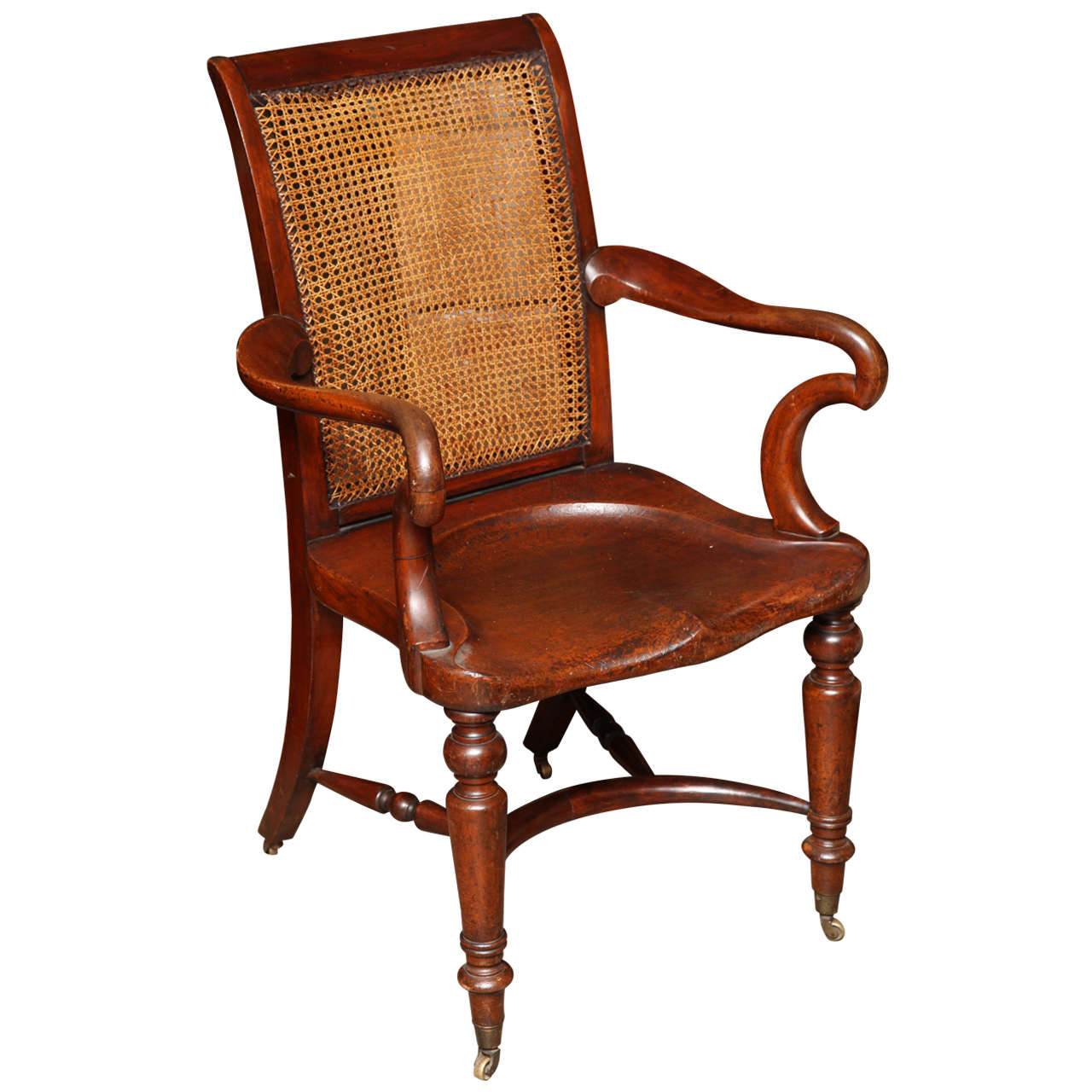 Large Mahogany Desk Chair w/ Saddle Seat