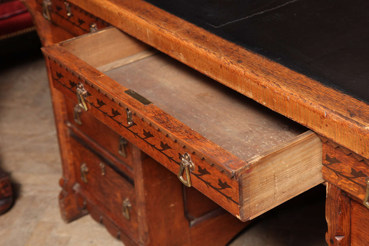 Partners Desk with Oak & Ebony Inlay 2