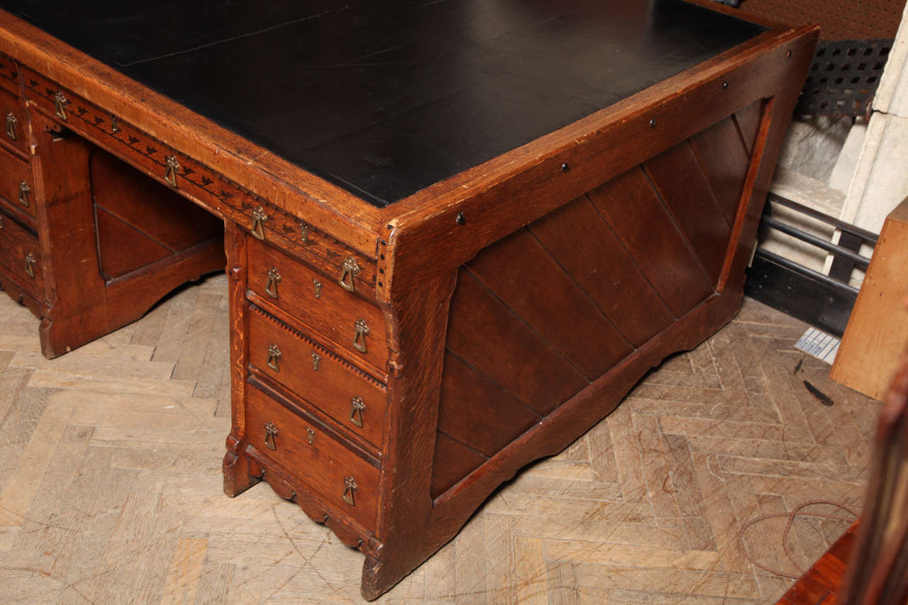 Partners Desk with Oak & Ebony Inlay 4